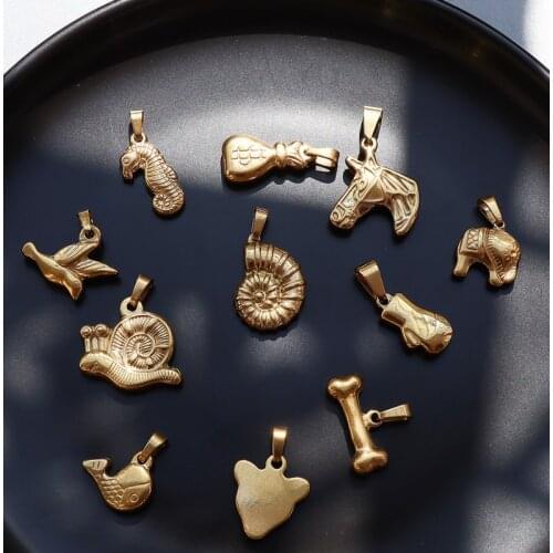 Amaiyllis 18k Gold Starfish Moon Sun Shell Animal Charms Pendant For Female Diy Necklace Pendant Jewelry Accessories