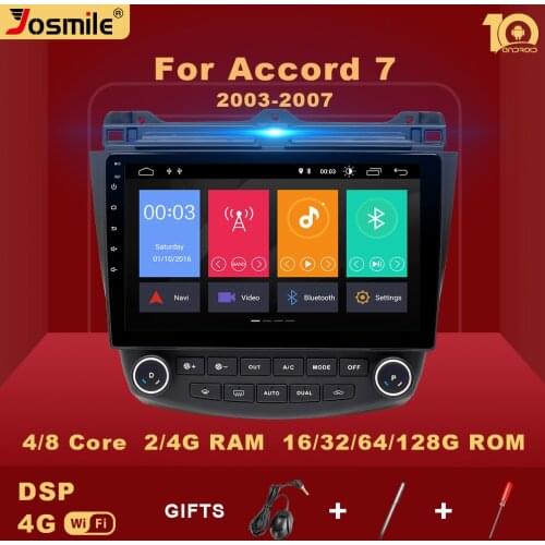 4G 2 din Android 10 Car Radio Multimedia Player For Honda Accord 7 2003-2007 Navigation Auto V1AI Voice Control Bulit-in Carplay