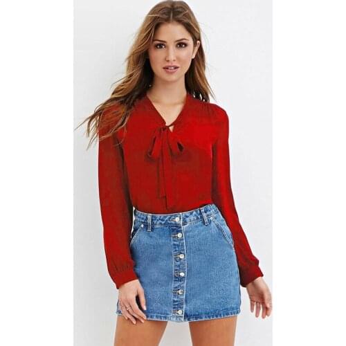 Womens Blouse Fashion Brand Spring / Summer Top Long Sleeve Casual Shirt Increase Size Top Chiffon Top New arrival