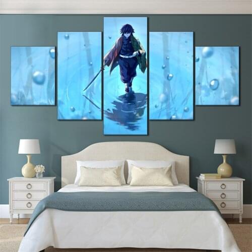 Demon Slayer wall painting Kochou Shinobu Tomioka Giyuu Anime Poster Vintage Posters Home Room Art Wall Stickers