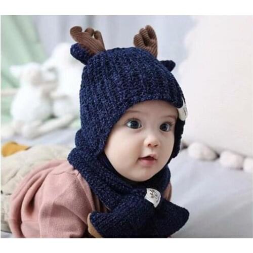 Kids Winter Hats Girls Boys Children Crochet Warm Caps Scarf Set Baby Bonnet Enfant Cartton Cute Hat Christmas Gifts