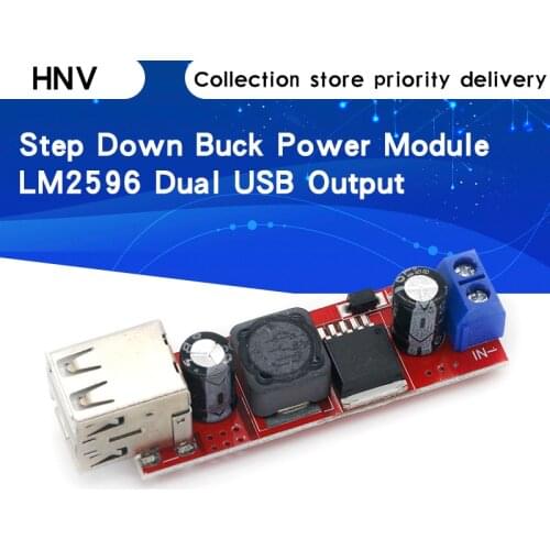 Dual USB Output DC-DC Step Down Buck Power Module 9V/12V/24V/36V to 5V USB 3A for Vehicle Charger LM2596