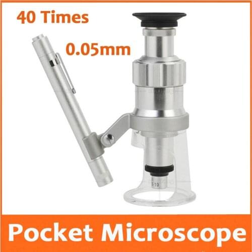 40X LED Illuminated Jade Appraisal Loupe Jewelry Gem Identifying Magnifier Pocket Microscope with Lamp and Reading Scale 0.05mm