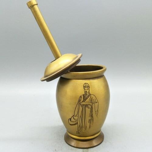 China collection brass copper Chinese medicine grinding tools pot Metal crafts family decoration