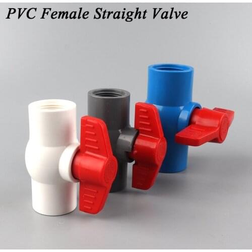 5Pcs 1/2'' 3/4'' 1‘’to 2''PVC Pipe Female Thread Valve Garden Irrigation Straight Ball Valve Straight Aquarium Water Pipe Joint
