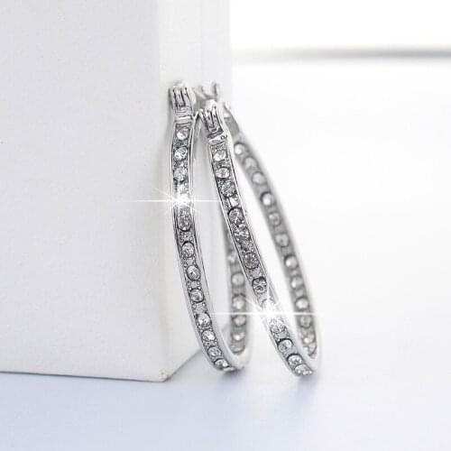 Classic Female Big Hoop Earrings Statement rose gold color Zirconia Earrings For Women Minimalist Punk Hip Hop Wedding Earrings