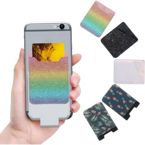 Adhesive Sticker Phone Pocket Stretchy Credit Cards Cell Phone Stick On Card Wallet ID Card Holder Pouch Sleeve Bus Card Case