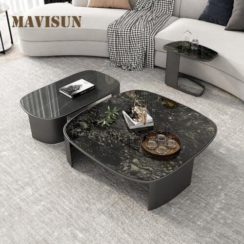 Creative Square Rock Slab Coffee Table Light Luxury And Modern Italian Balcony Living Room Household Tea Table Combination