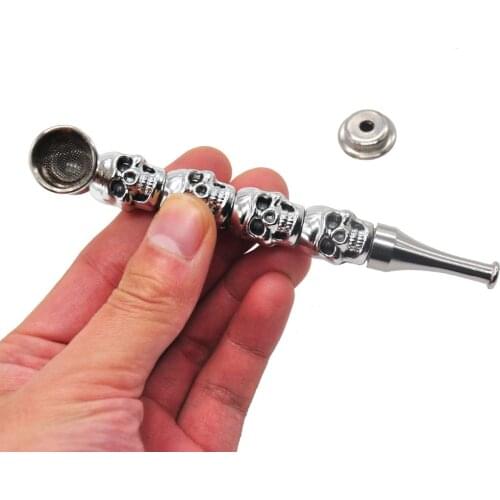 Premium Zinc Alloy Skull Metal Tobacco Smoking Pipe 128MM Bowl Smoke Hand Spoon Pipe Fit Dry Herb Smoking Accessories