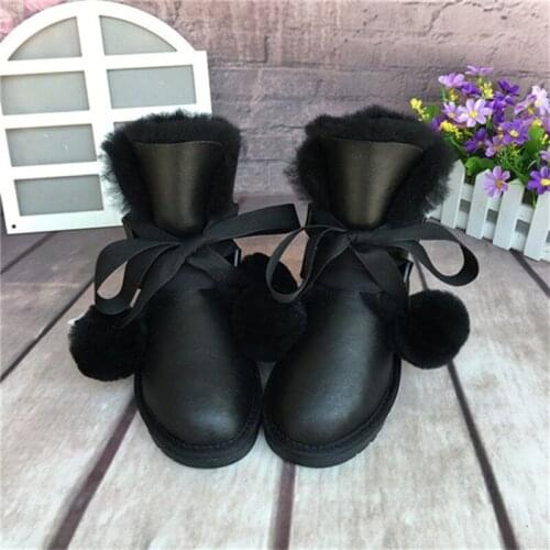 Hot Sale 2020 New Brand Womens Snow Boots 100% Genuine Sheepskin Woman Snow Boots Lady Warm Natural Fur Womens Shoes