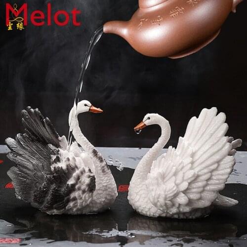 Color Changing Tea Set White Swan Tea Table Tea Set Decoration Tea Mat Tea Tray Tea Basin Personalized Decorations Fine TeaCarve