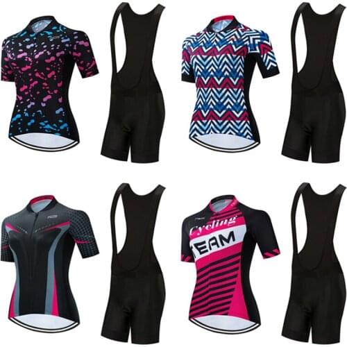 2021 Fashion cycling jersey women set Summer BIB shorts pants Female bicycle clothing MTB road bike clothes Sport dress suit kit