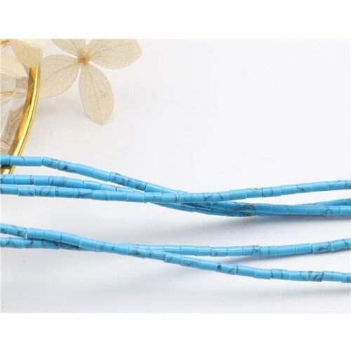 Natural Blue Turquoise Spacer Beads Caps Loose Semi Gemstone for Beading Jewelry Making 4mmx2mm 38cm
