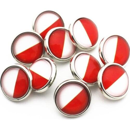 New Arrival 20pcs/lot 12mm Glass Indonesia national flag Snap Buttons Fit DIY Snap Bracelet Snap Button Charms Jewelry
