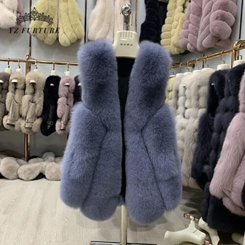 New Real Fox Fur Vest Round neck Multicolor Vest Winter Women Fur with belt Genuine Fox long Style Pelt elegant Women Fur Coat
