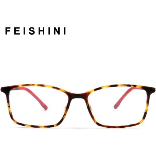 Feishini Blue Light Glasses Frames Optical Clear Gaming Computer Korea Glasses Men TR90 Optical Eyewear Frames Women
