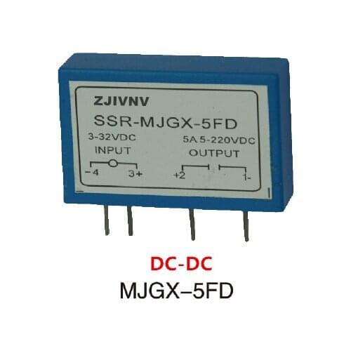 PCB TYPE DC-DC solid state relay 5a pcb ssr small type input 3-32vdc, output 220VDC, mould :MJGX-5FD free shipping