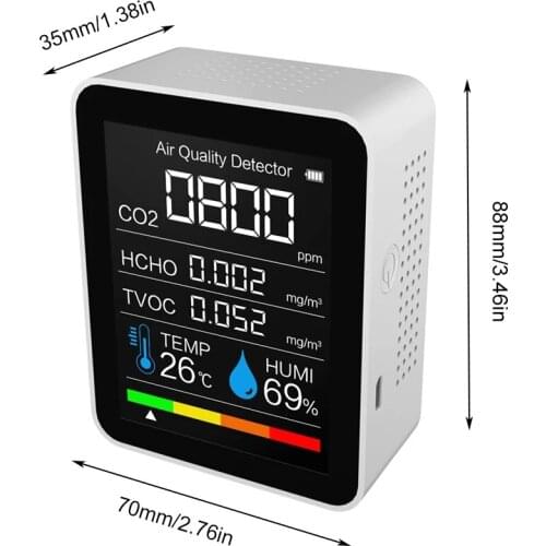 Portable CO2 Meter Digital Temperature Humidity Sensor Tester Air Quality Monitor Carbon Dioxide TVOC Formaldehyde HCHO Detector