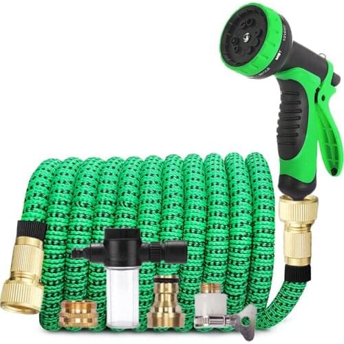 Garden Watering Hose 3 Time Telescopic Expandable Magic Flexible High Pressure Car Wash Hose With Foam Pot Spray Gun Set Gifts