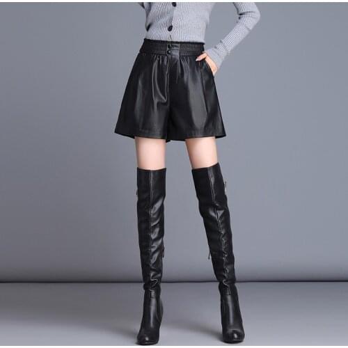 New Genuine Leather Shorts Woman Degree Of Tightness High Waist Sheep Outer Leg Clothes Loose Underpant Free shipping skirt