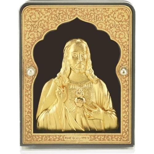3D Jesus ornament Gold foil Gift Office Table Crafts Car Ornaments Jesus Mini Framed painting Catholic Souvenirs of Jesus Series