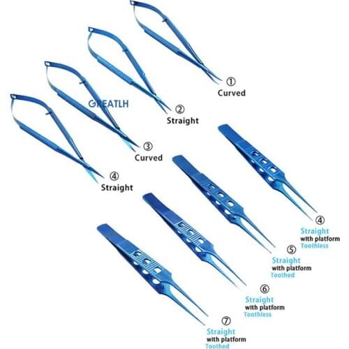 Titanium Alloy 8Pcs/set Veterinary Ophthalmic Needle Holders Scissors Forceps Ophthalmic Eye Instrument with Autoclavable Case