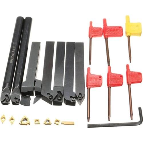 21Pcs/Set 12mm Shank Lathe Turning Tool Holder Boring Bar +Insert+Wrench S12M-SCLCR06/SER1212H16/SCL1212H06
