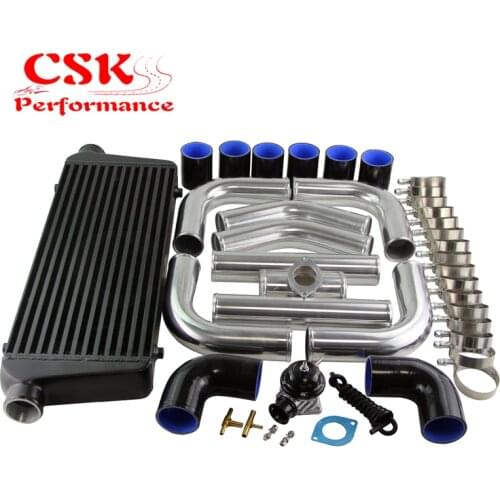 Universal 2.25" 550x230x65mm Intercooler +Aluminum Pipe Hose Kit+BOV Kit Blue/Black