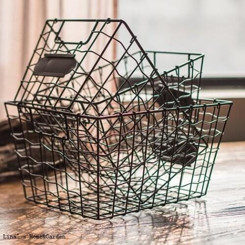 Vintage retro industrial tapered metal cheap wire baskets with label