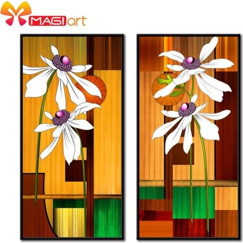 Cross stitch kits Embroidery needlework sets 11CT water soluble canvas patterns 14CT Mordern Style Flower painting-NCMF036