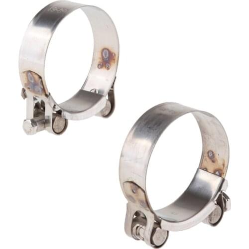 Stainless Steel Motorcycle Exhaust Muffler Pipe Clips Bracket Semicircle Silencer Clamp Shockproof for 60-63mm/64-67mm Diameter