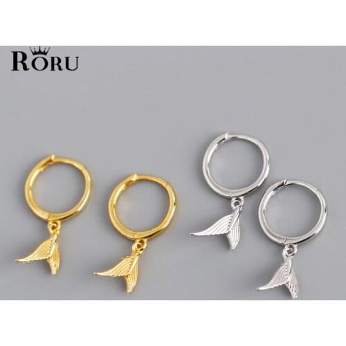 S925 Silver Original Lovely Romantic Ocean Fish Tail Pendant Drop Earrings for Women Hoops Bohemian Party Fashion Jewelry Gifts