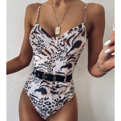 Women Monokini Padded Push Up Swim Suit With Belt Bikini 2020 Mujer Sexy One Piece Bathing Suit Brazilian High Cut Swimwear