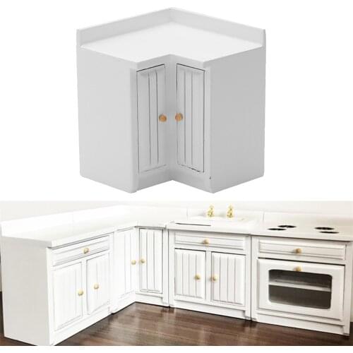 1:12 White Kitchen Corner Cabinet for Dolls House Dining Room Furniture