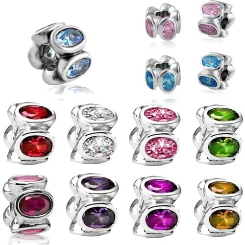 2019 NEW Thai Silver Retro Sparkling Blue Pink Purple Green Champagne Color Hearts Spacer Charm Original Limited Edition Jewelry