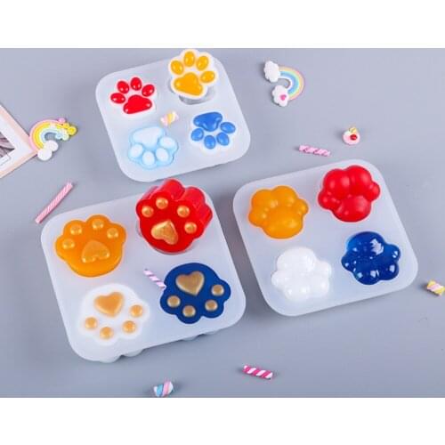 4 in 1 Cute Cat Claw Shaped Mirror Integrated Silicone Mold For DIY Necklace Pendant Craft Jewelry Accessories Making Tool