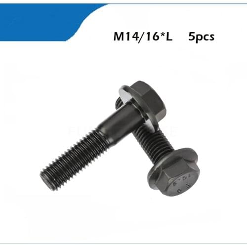 5pcs M14/16*Lmm 10.9 Grade carbon Steel Flange Hex Bolt Screw m14 m16