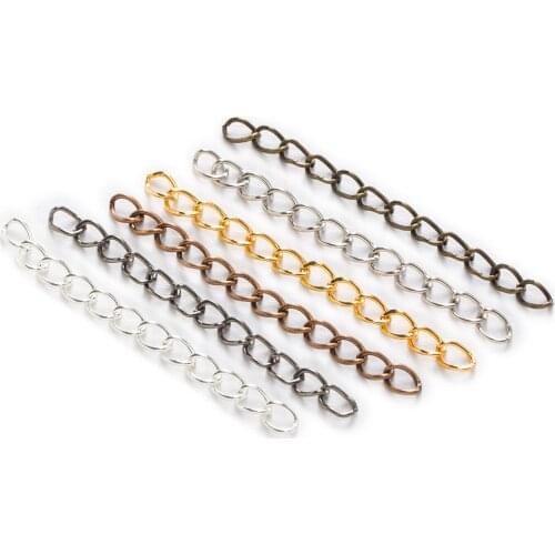 50 Piece 6 Color Twist Link Chain Extension Tail Chains Findings Jewelry Making DIY Accessories 50mm long