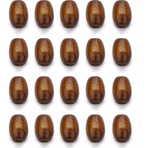 LOULEUR 500pcs Natural Brown Beads Oval Glossy Loose Spacer Wooden Beads For Diy Jewelry Makings Necklace Bracelets