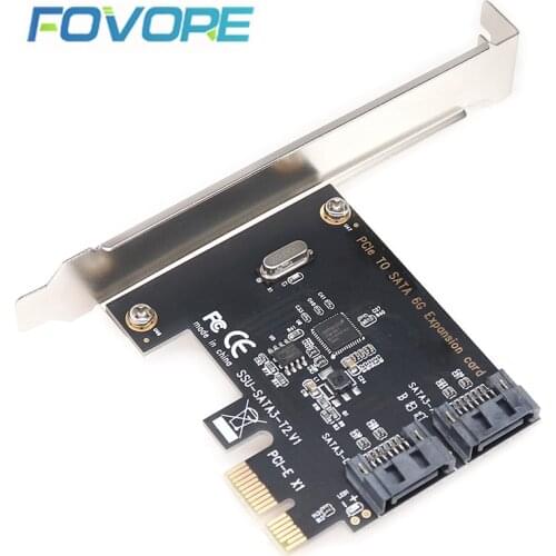 PCI-e to 2 Ports SATA 3 III 3.0 6 Gbps SSD Adapter PCI PCI express x1 Controller Board Expansion Card Support x4 x6 x8 x16