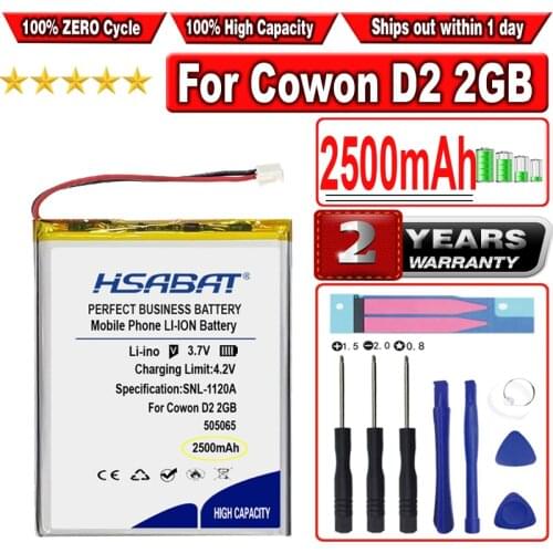 HSABAT 2500mAh Battery for Cowon D2 2GB, D2 4GB, D2 8GB, D2 Plus 16gb