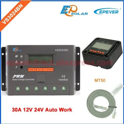 30A 24v voltage 12v automatic work solar panel system EPEVER Solar Charger regulator with MT50 remote meter VS3024BN