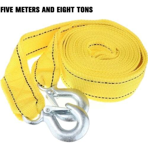 5M Heavy Duty 8 Ton Car Tow Cable Towing Pull Rope Van Strap Hooks