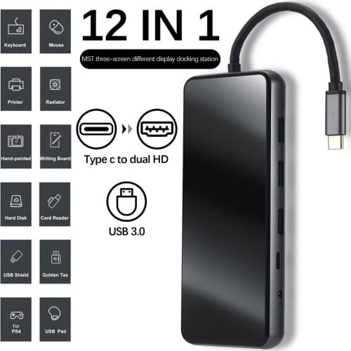 MST USB C Laptop Docking Station USB 3.0 HDMI-Compatible VGA RJ45 PD USB Hub for Macbook Pro/HP/DELL/Surface/Lenovo Laptop