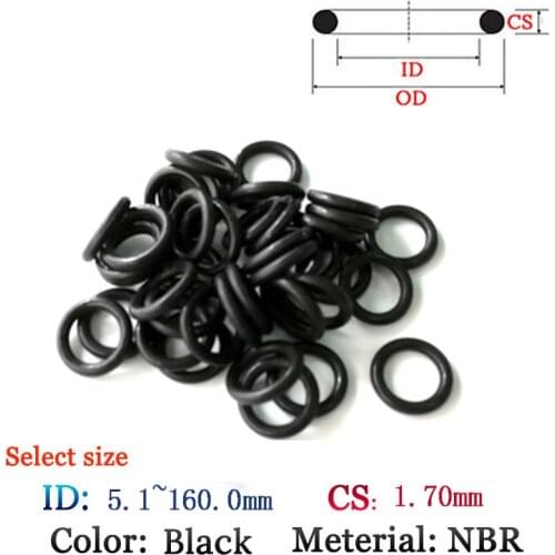 CS 1.7mm Fluoro Rubber O-Ring 50pcs Washer Seals Plastic gasket Silicone ring film oil and water seal gasket NBR material Ring