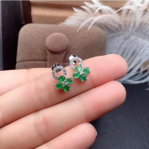 Emerald Earring Natural And Real Emerald Earring 925 sterling silver Fine jewelry For men women