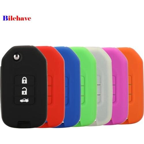 Bilchave 3 Buttons Silicone Smart Remote Car Key Case Cover For Honda Accord CR-V Crosstour Civic Holder Protector