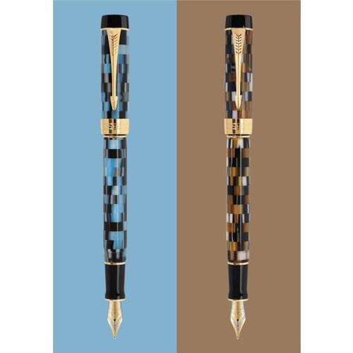 Jinhao 100 Exquisite Centennial Resin Fountain Pen Checkerboard EF/F/M/Bent Nib Ink Pen With Converter For Best Stationery