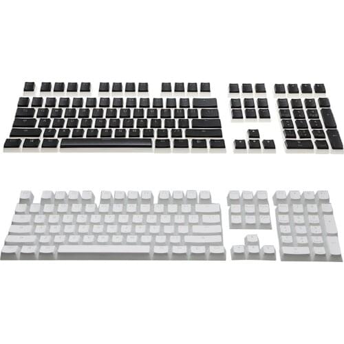 Key Cap 108 PBT Double Shot Shine Through ANSI ISO OEM Profile Pudding Keyset For MX Mechanical Keyboard PBT Black/white Key Cap