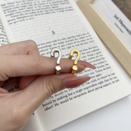 Creative Cold Wind Opening Question Mark Ring Copper Does Not Fade Niche Design Simple Personality Index Finger Ring Female
